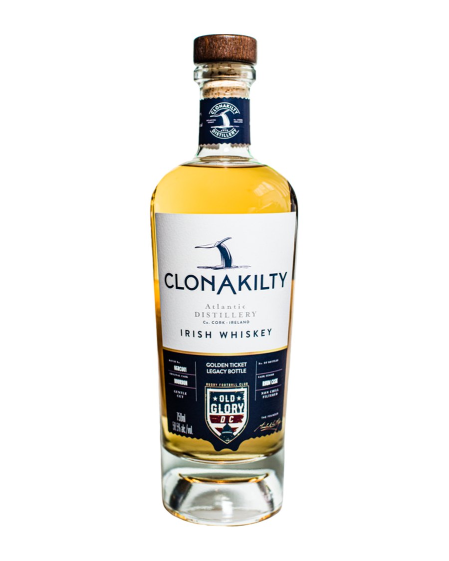 Bottle of the Clonakilty and Old Glory DC rhum cask finish Irish whiskey